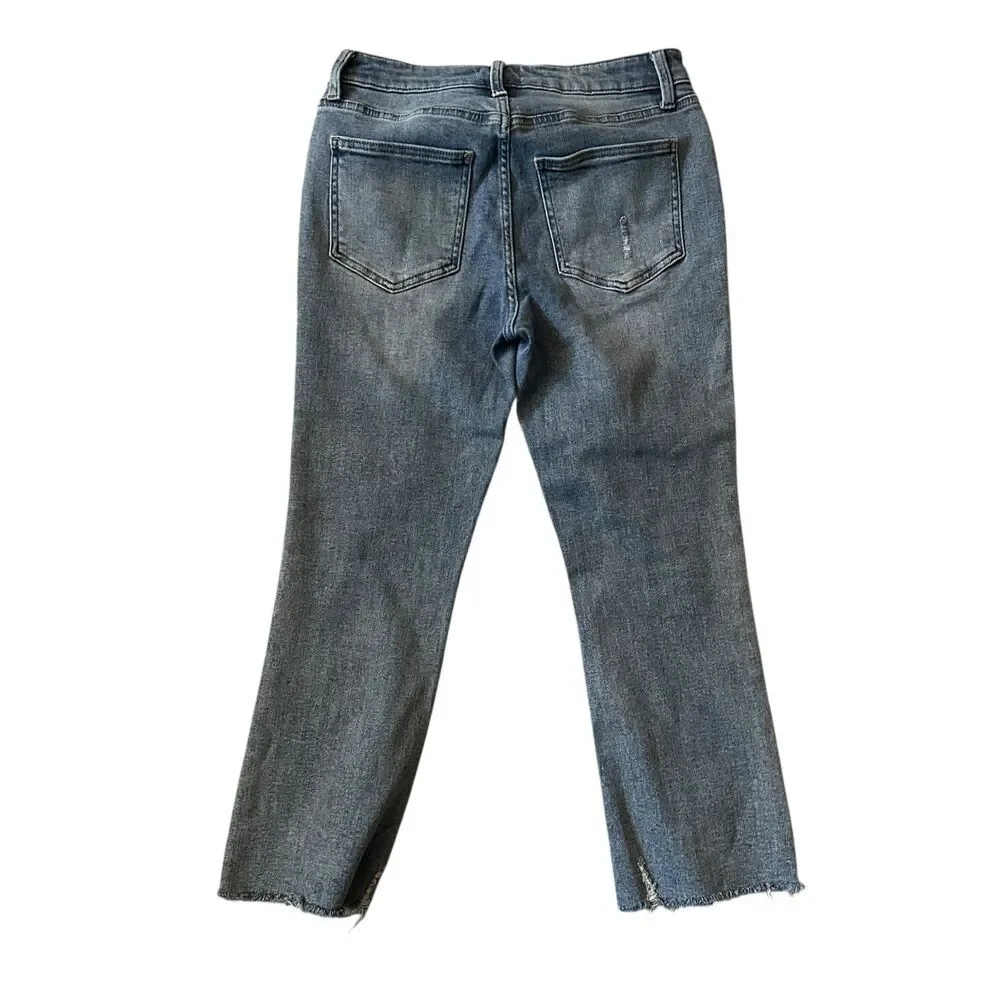 Pistola Women's Cropped‎ Stretchy Distressed Straight Leg Jeans Size 28